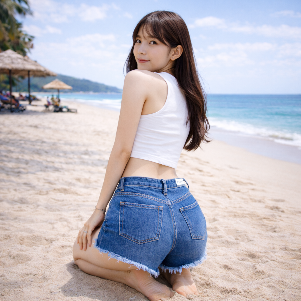 BARGE 여성 미니 숏 청바지 (진청)