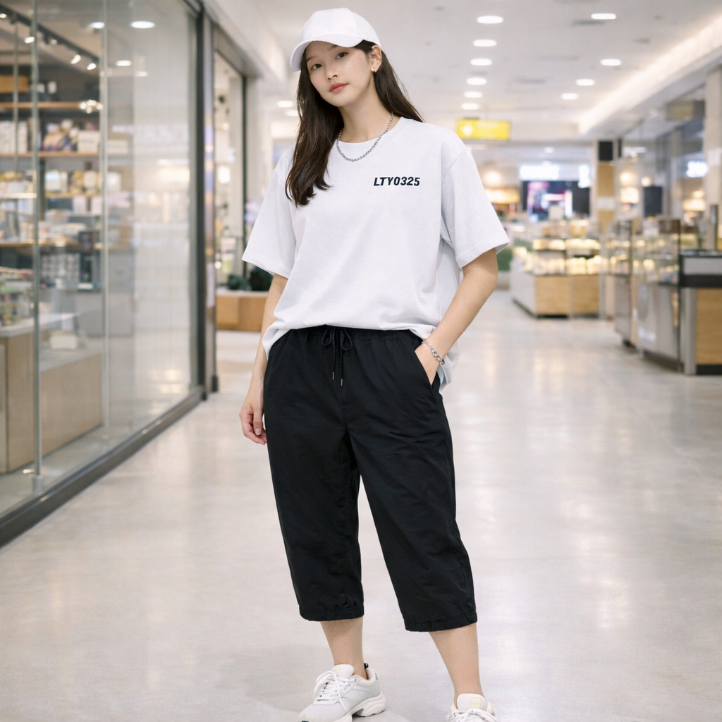 BARGE 여성 우븐 카프리 팬츠 (블랙)