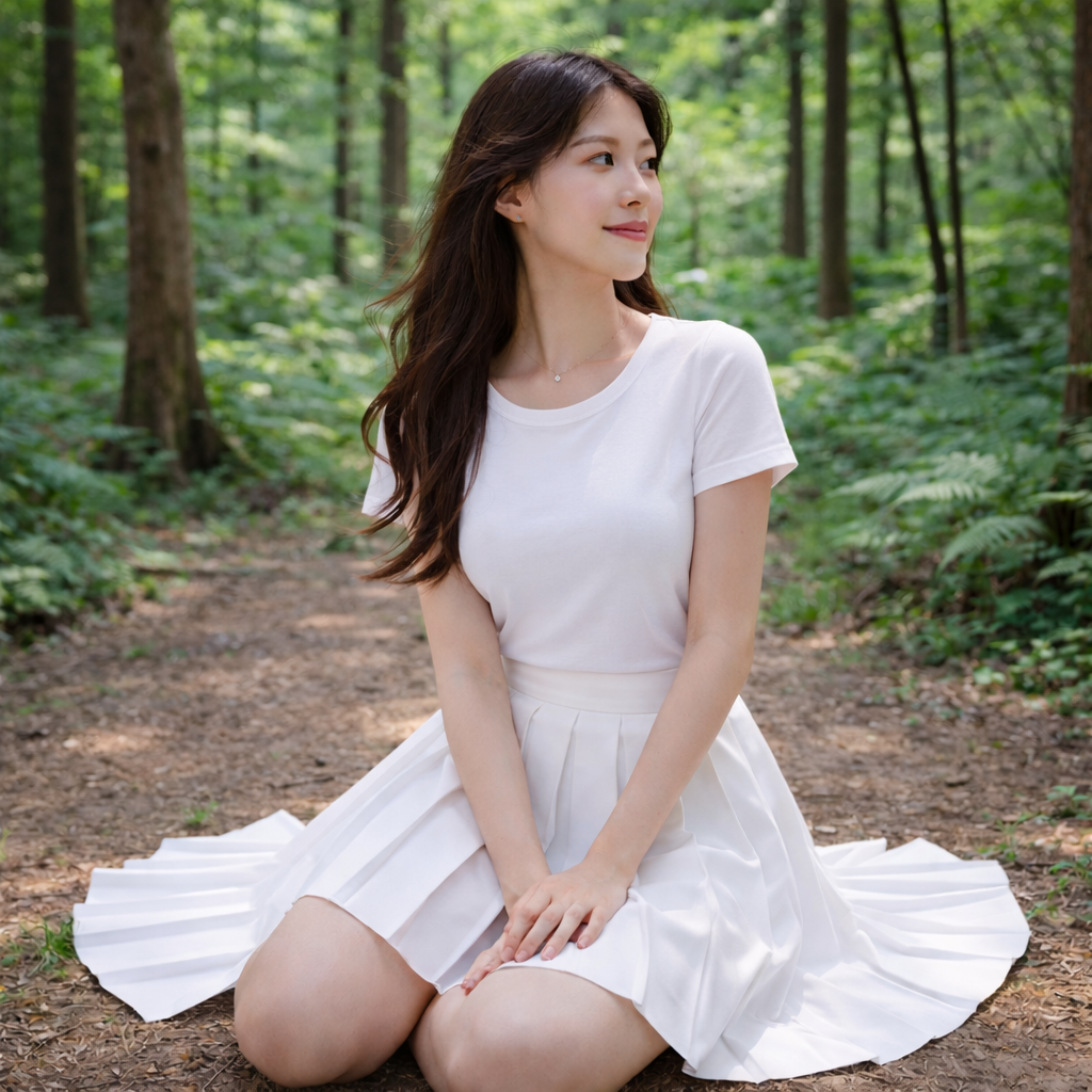 BARGE 여성 맞주름 플리츠 스커트 (화이트)